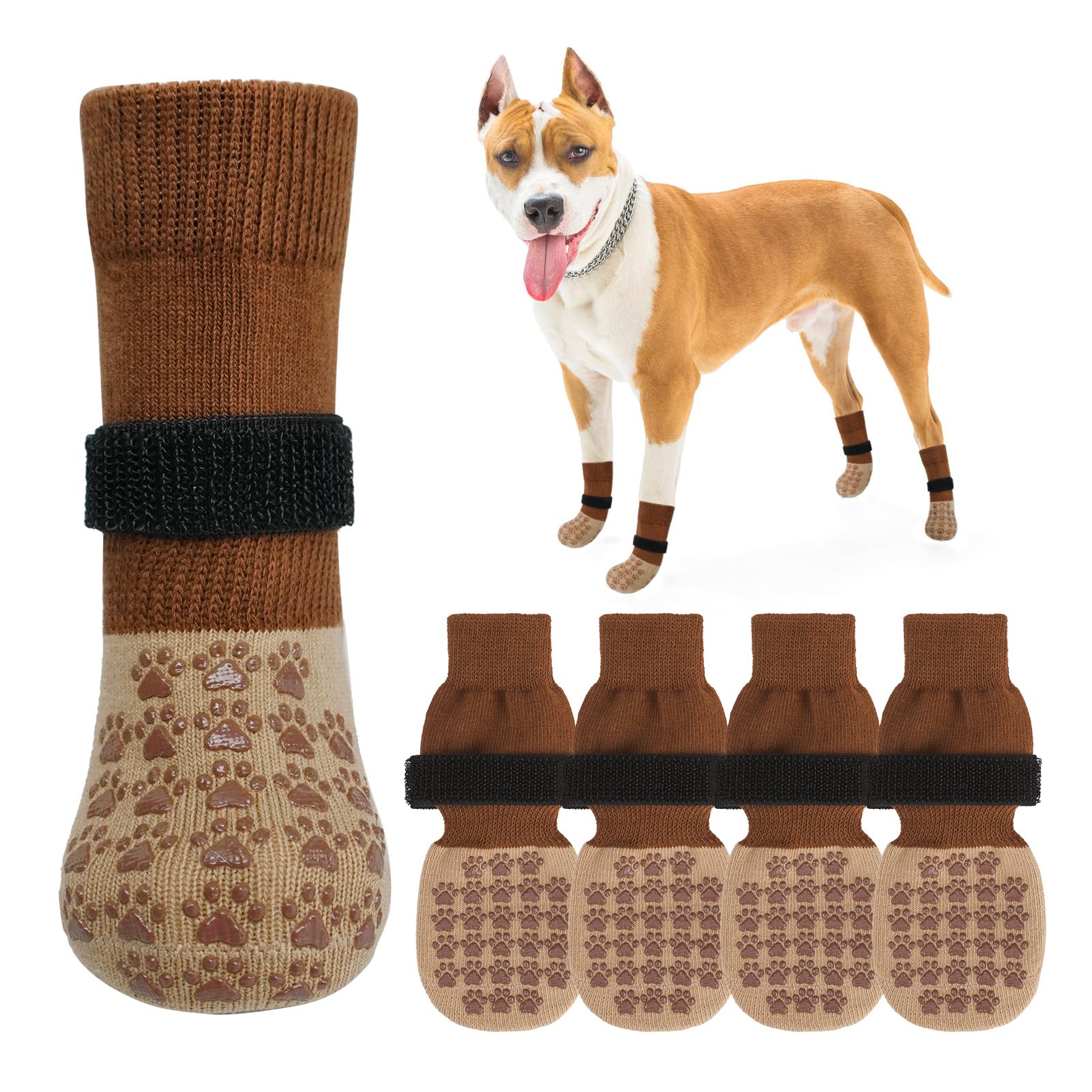 SCENEREAL Dog Socks to Prevent Licking Paws for Hardwood Floors Anti Slip, Dog Grippy Socks Shoes for Senior Small to Large Dogs, Dog Boots & Paw