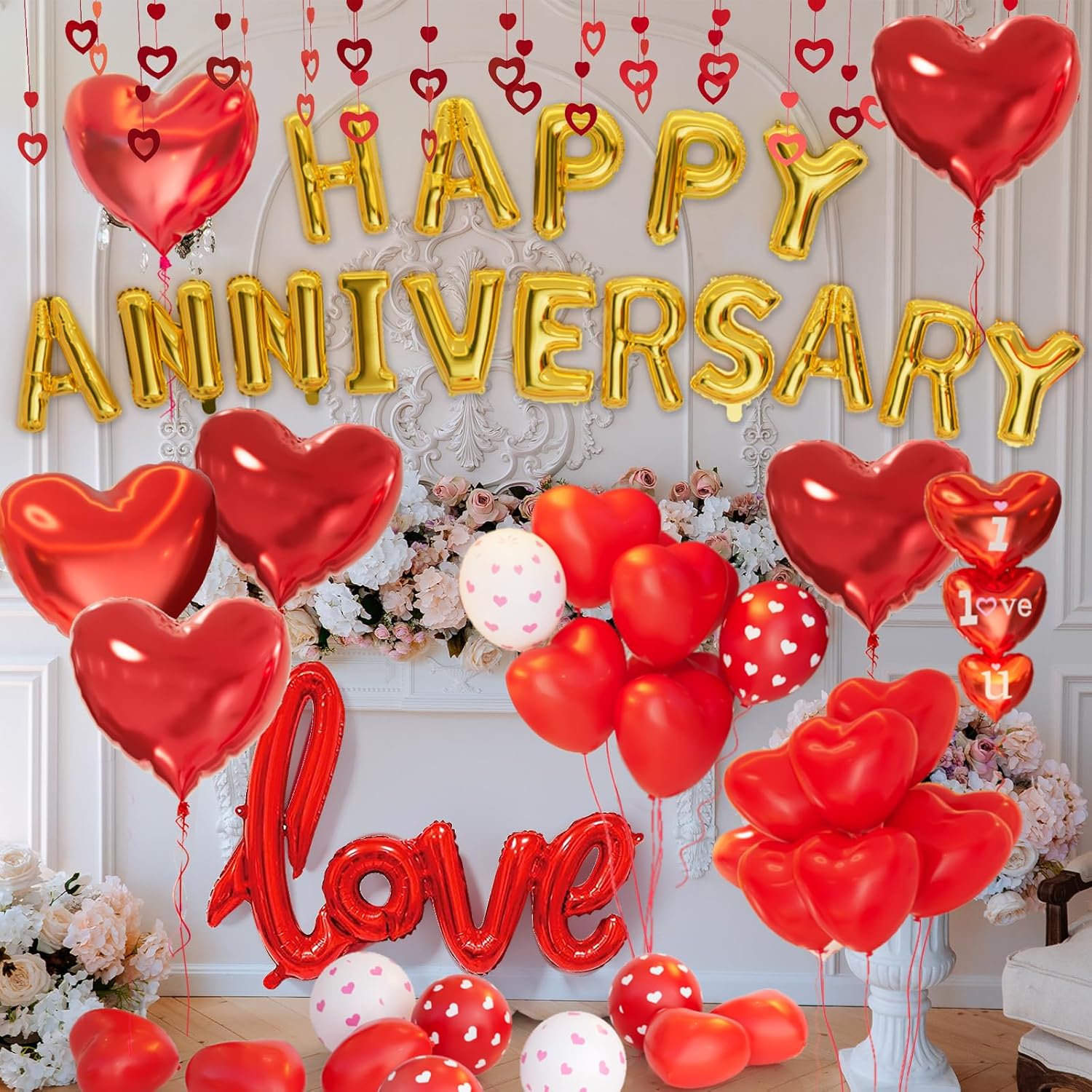 Decoraciones de aniversario, arco de globos para el día de San Valentín ...