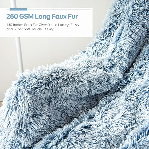 Miniatura 2 de Cottonblue Manta con peso tamaño Queen de 15 libras, reversible de piel sintética sherpa, de lujo, larga, cálida manta pesada de 60 x 80 pulgadas,