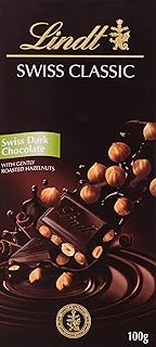 شوكولاتة سويس كلاسيك داكنة بالبندق من ليندت، 100 جرام