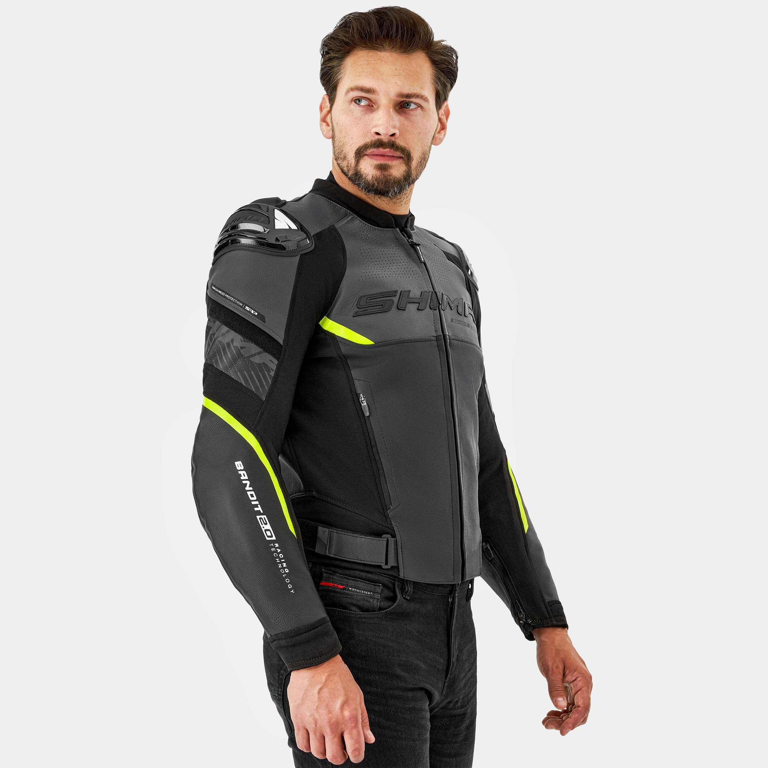 SHIMA Bandit 2.0 Motorrad Jacke Hose Herren mit Protektoren AirForce Rückenprotektor Leder Motorradkombi Sommer | Wetterfester Fahrkomfort