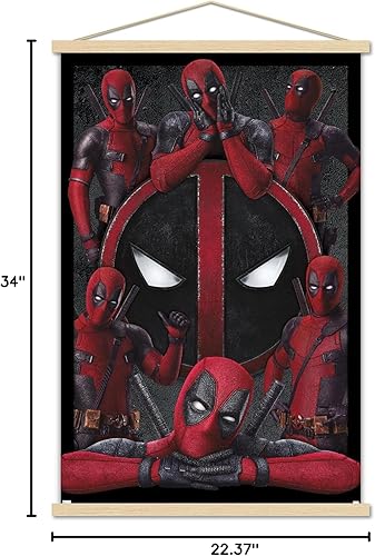 Miniatura 7 de Trends International Marvel Deadpool Legacy - Póster de collage de pared, 22.37 x 34.00 pulgadas, paquete de impresión premium y colgador de madera