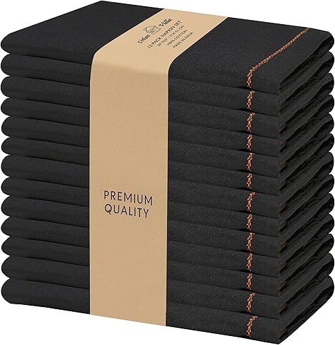 Miniatura 23 de Urban Villa - Juego de 12 servilletas de tela de 50 x 50 centímetros 100% algodón, servilletas lavables, duraderas, reutilizables y absorbentes