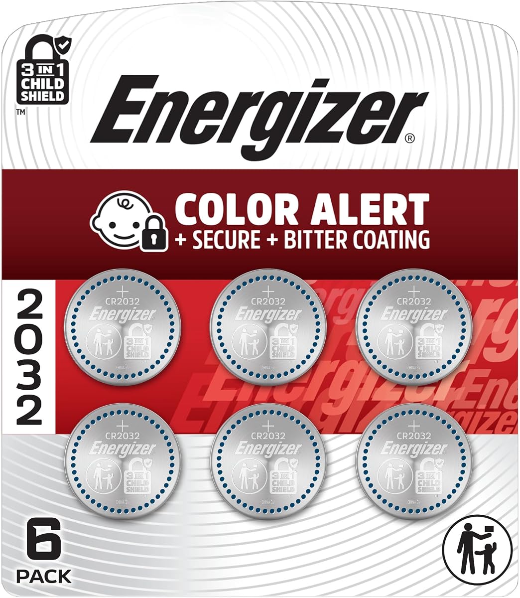 Energizer 2032 Batteries (6 Pack), 3V Lithium Coin Batteries | Compatible with Apple AirTag and Tile Pro Devices, Key Fobs, Watches and remotes, CR2032 battery for car remote key