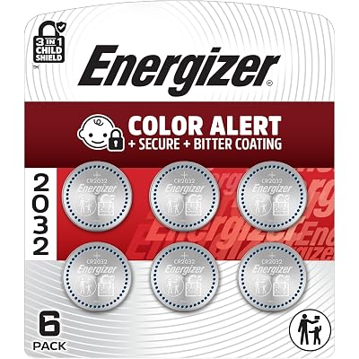 Energizer 2032 Batteries (6 Pack), 3V Lithium Coin Batteries