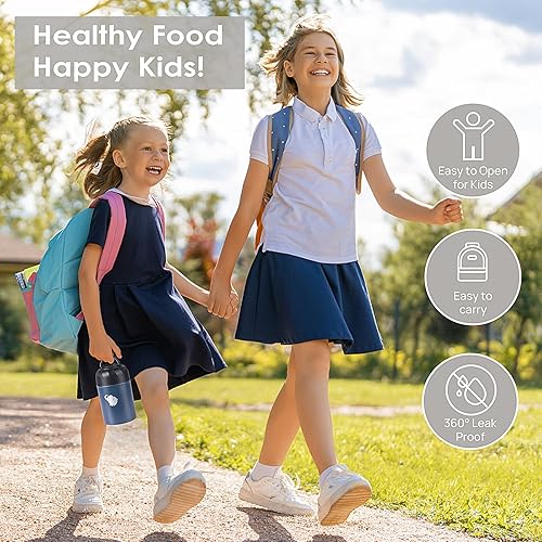 Miniatura 6 de Termo para comida caliente  Contenedor de alimentos aislado con tenedor y cuchara plegable, termo de alimentos a prueba de fugas, termo portátil de