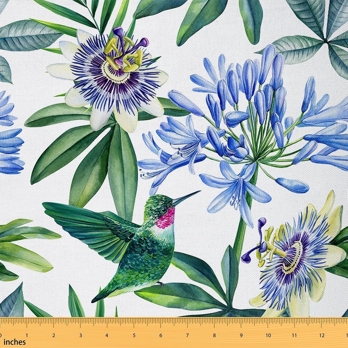 Watercolour Flower Fabric by The Yard Cute Hummingbird Wild Animal Fabric Flower Leaves Waterproof Fabric 92 x 150 cm