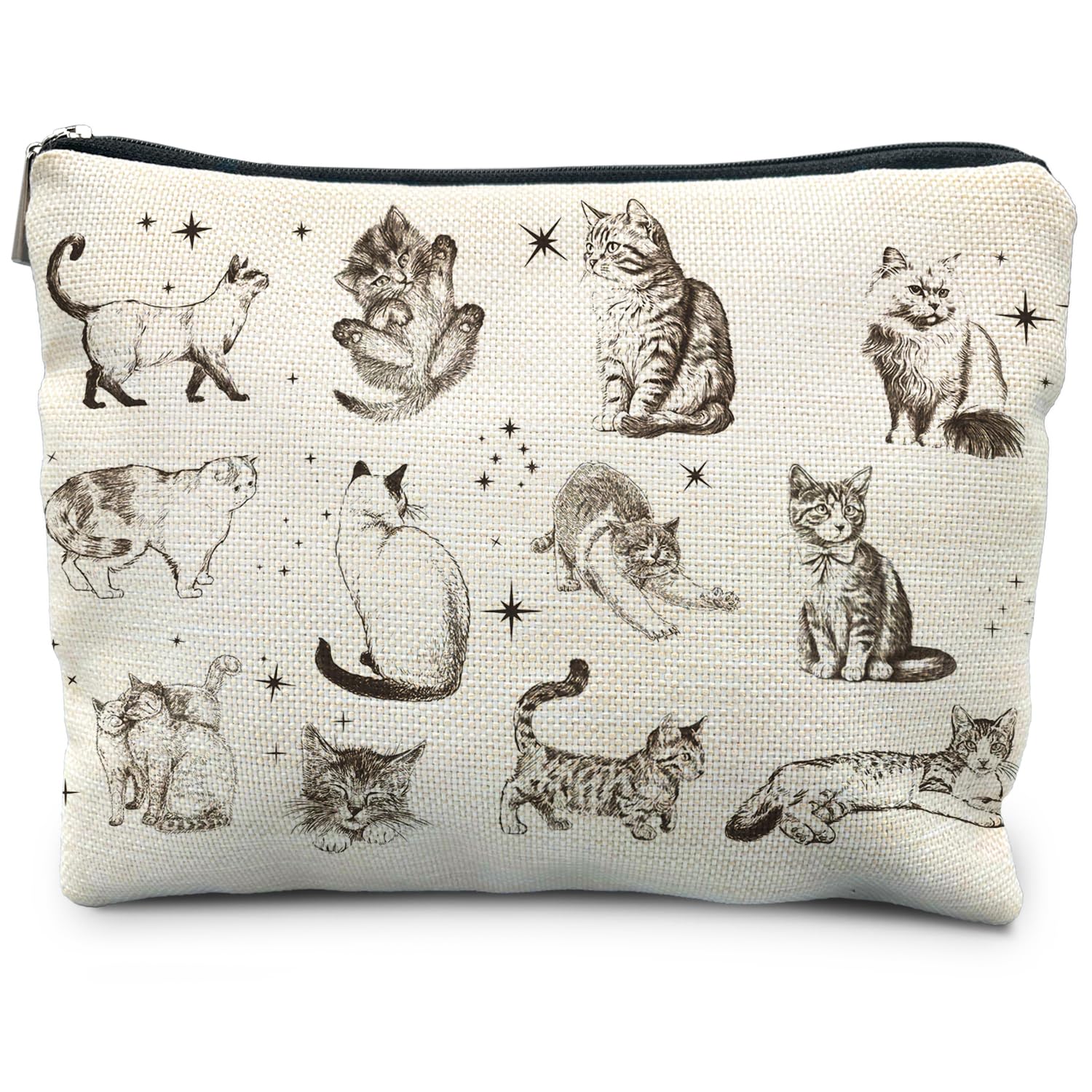 Bolsa de maquillaje retro para gatos, bonita bolsa de maquillaje, regalos de gatos para mujeres amantes de los gatos, bolsas de cosméticos para mujeres, regalos de mamá y gato, bolsa de