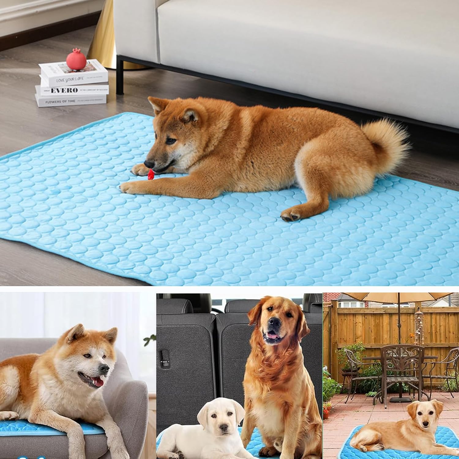 review Summer Dog Cooling Mat, Self-Cooling Dog Mat for Small, Medium and Large Dogs - Easy to Wash with Water-Absorption Top and Safe Materials 28 * 22IN