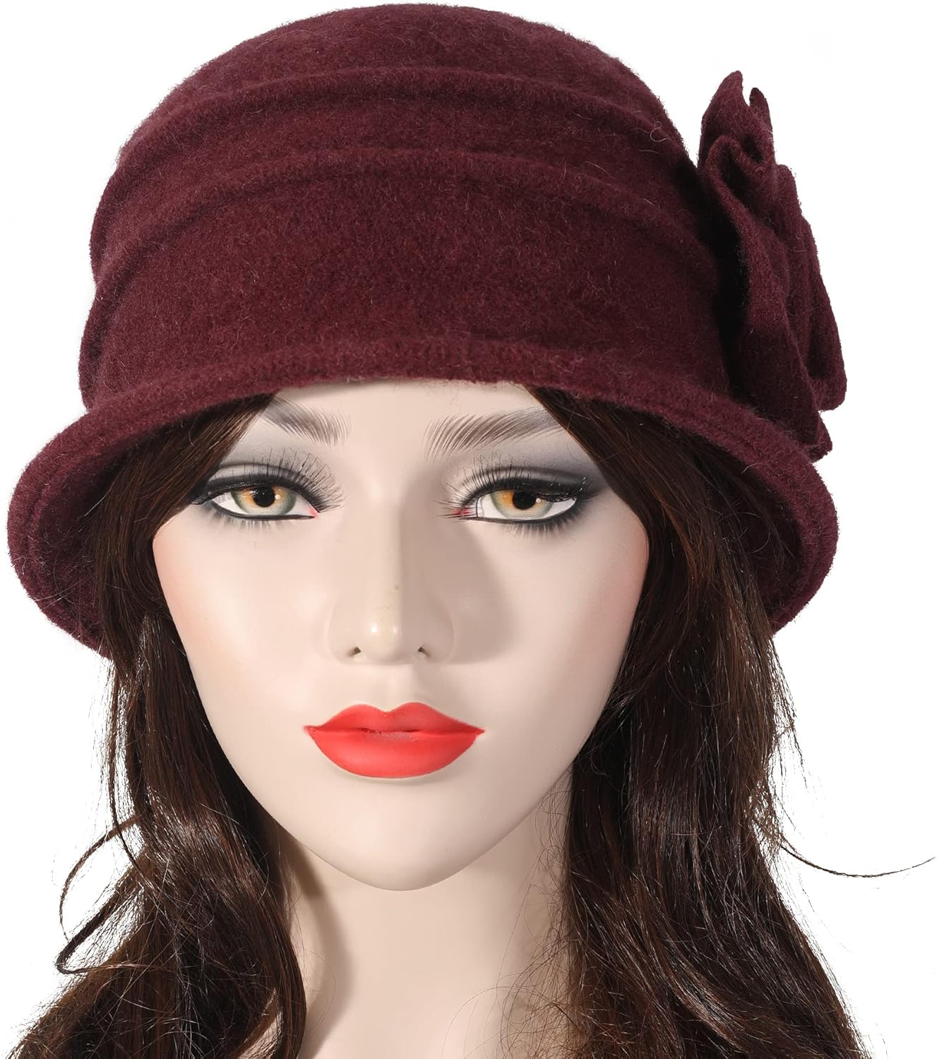 ZLYC Women Wool Cloche Bucket Hat 1920s Vintage Dress Winter Hats with Flower Accent - Image 2