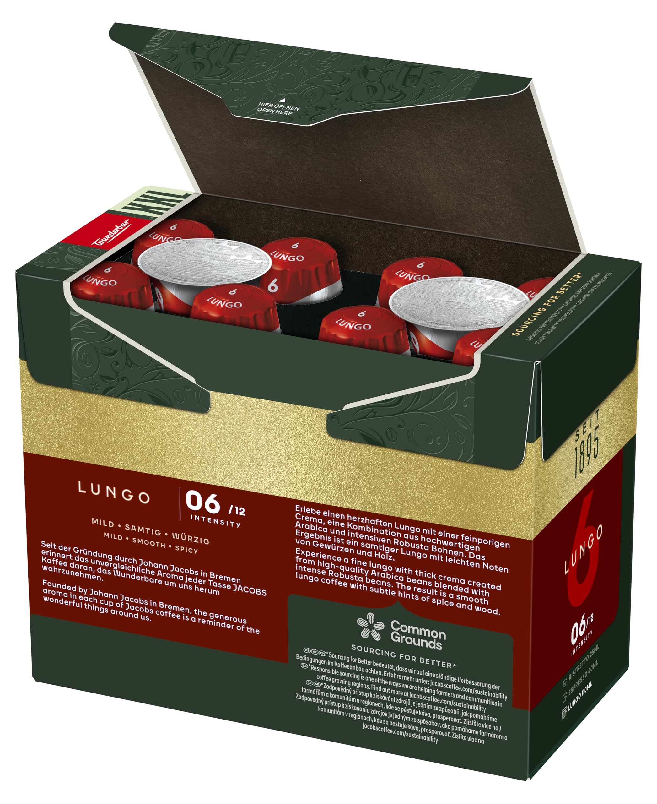 Jacobs Kaffeekapseln Lungo Classico, Megapack XXL, Intensität 6/12, 5 x 40 Getränke, Nespresso* kompatible Kaffee Kapseln, 200 Kapseln