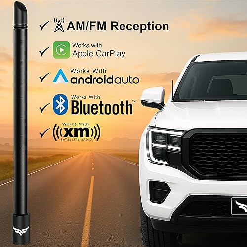 Miniatura 4 de EcoAuto Antena Universal Corta Stubby para Camión de 12"  Accesorios para Camión para Ford, Dodge, GMC, Chevy, Jeep (2007+) - Antirrobo con