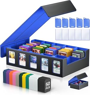 Trading Card Storage Box 5-Row 3900+ Capacity, Black Blue