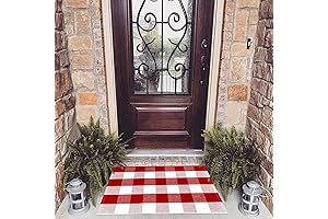 USTIDE Buffalo Check Plaid Doormat Red and White 2'x3' | Classic Farmhouse...