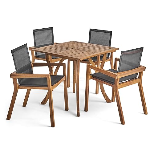 Chaucer Outdoor Acacia Wood 4 Seater Square Dining Set with