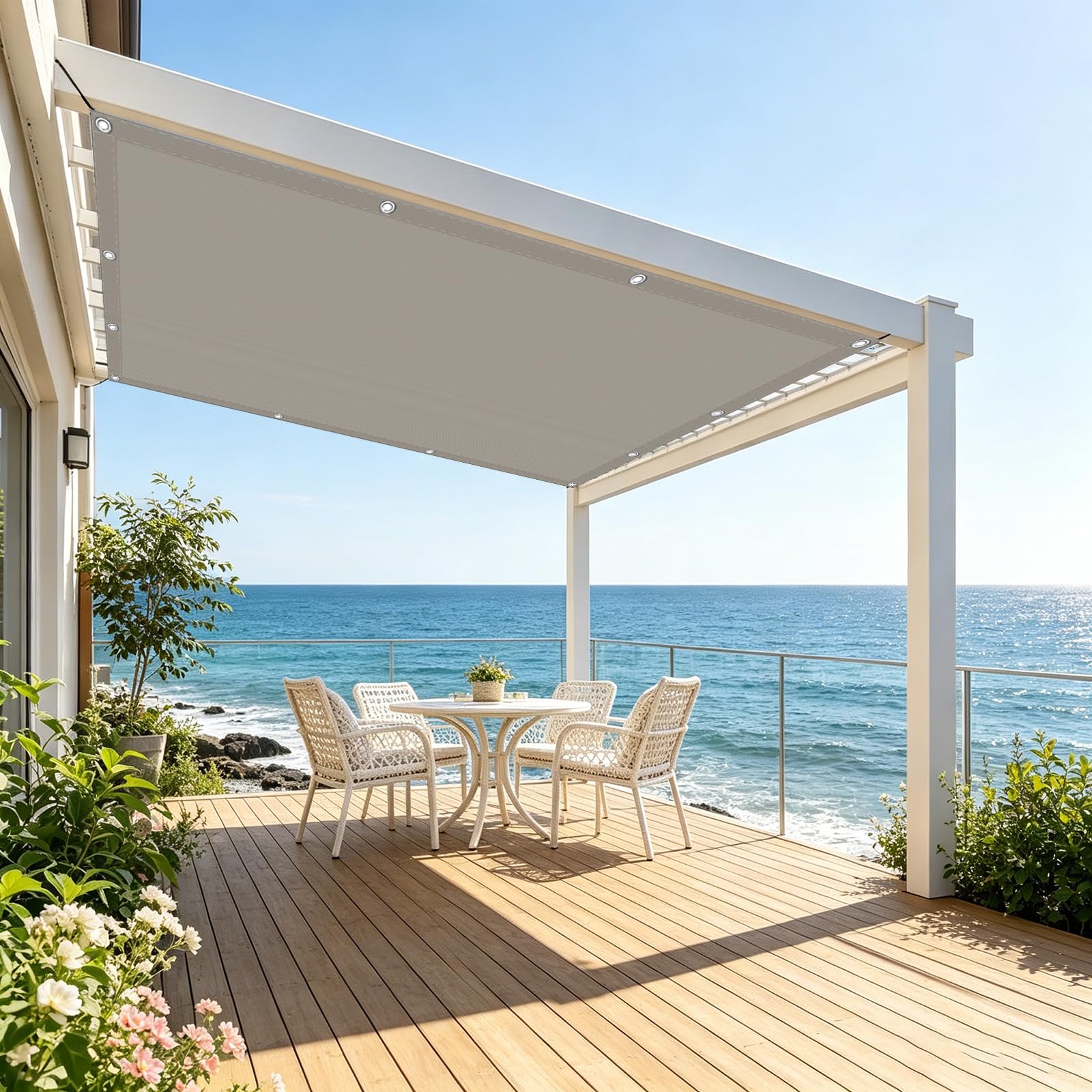 Filet d'ombrage occultant contre la chaleur du balcon et de la terrasse