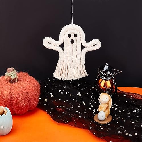 Miniatura 11 de FREEBLOSS Murciélago de macramé para colgar en la pared, decoración bohemia de murciélagos de Halloween, decoración de fiesta de Halloween, kit