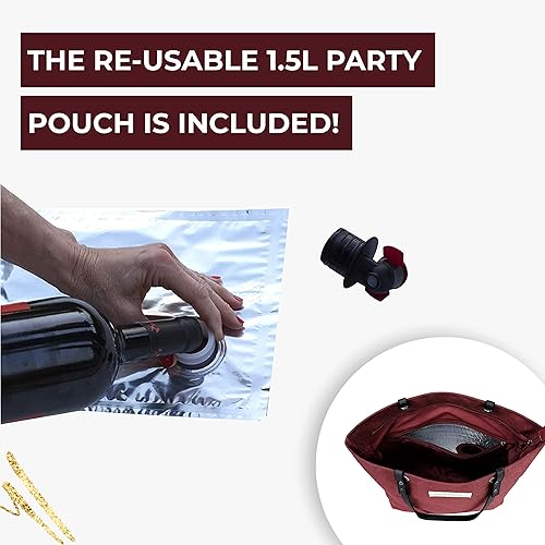 Miniatura 4 de Bolsas de mano clásicas y urbanas, Burgundy, Holds 1.5L of wine or favorite beverage