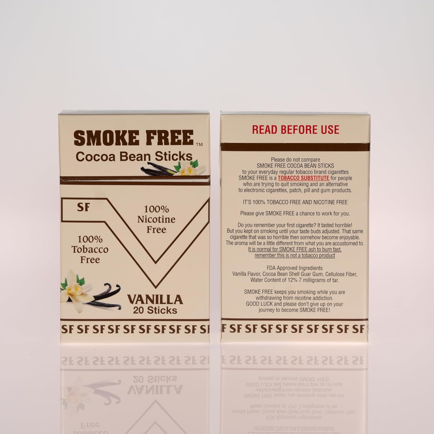 Smoke Free Herbal Cocoa Cigarettes - 10 Packs Vanilla - 100% Tobacco & Nicotine Free - Non Addictive - Tobacco Substitute - Premium Vanilla Flavor - 1 Carton (200 Sticks)