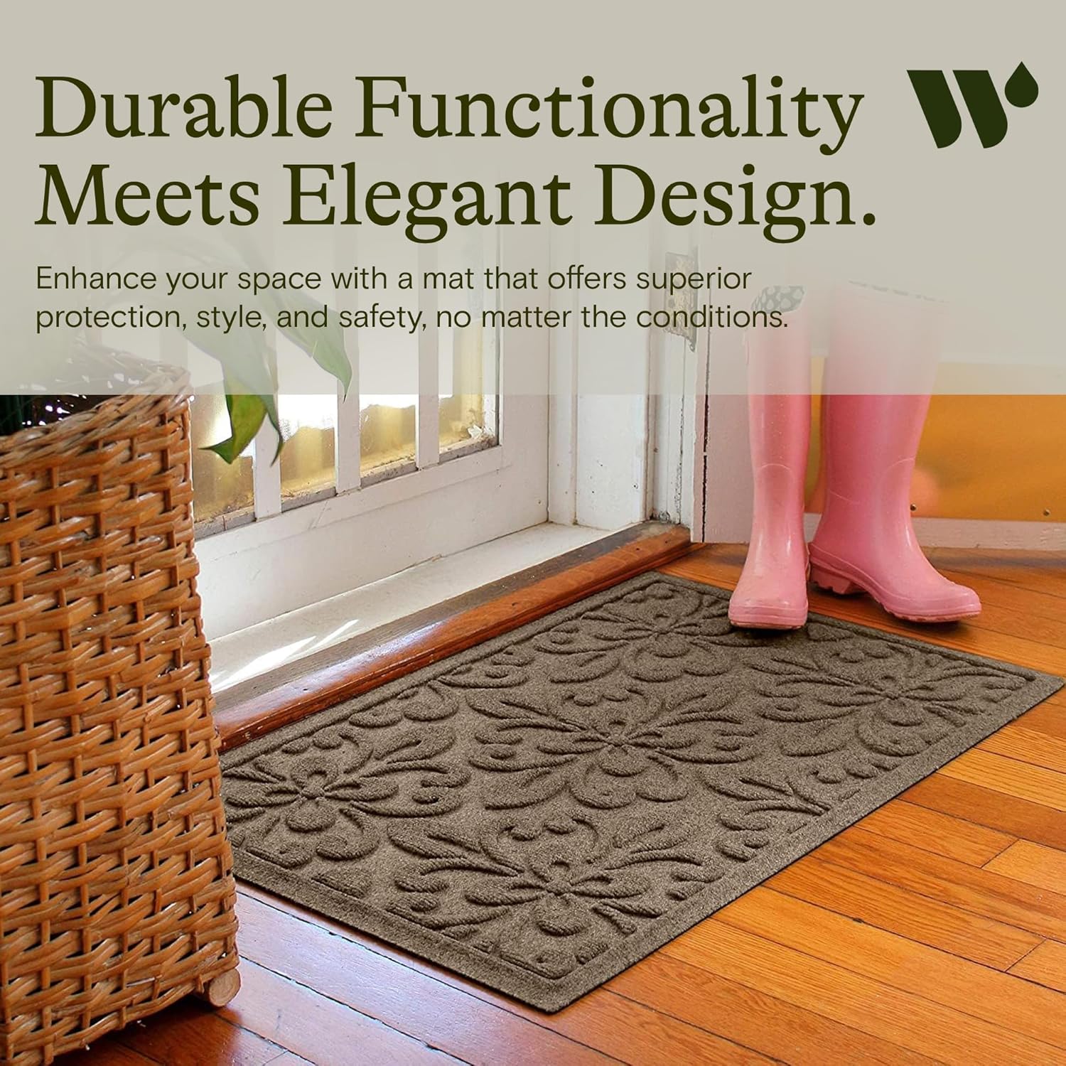 WaterHog Mat for Entryways – Indoor/Outdoor Mat for Home Entrance, Durable Dirt Trapping Design for Front or Back Door, Heavy Duty Floor Covering – Phoenix Collection - Camel 2' x 3'
