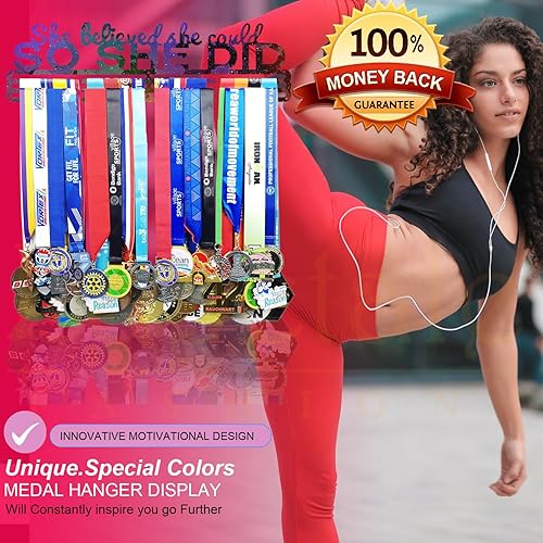 Miniatura 53 de Soporte de medallas deportivas para colgar medallas, estante de pared de 16 pulgadas de largo, premios, cinta, animación, gimnasia, fútbol, softbol