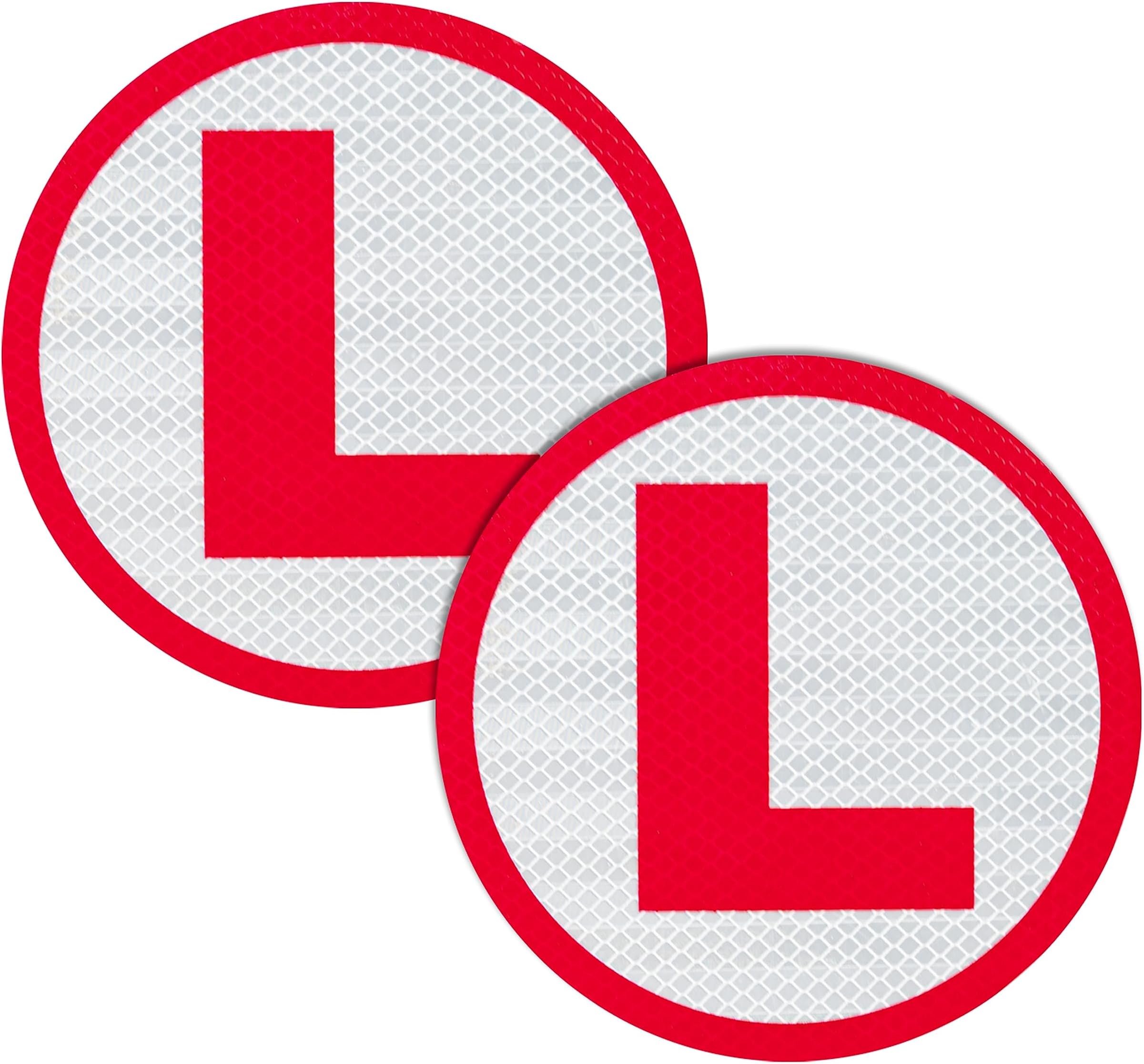 Goelite Reflective L Sticker for Learning Driver, Waterproof Board Sticker for Car, Easily Removable Material (15cm x 15 cm, 2pcs) (Style 1)