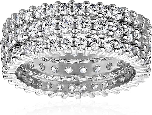 Tienda Collection Cubic Zirconia All-Around Band Stacking Ring Set