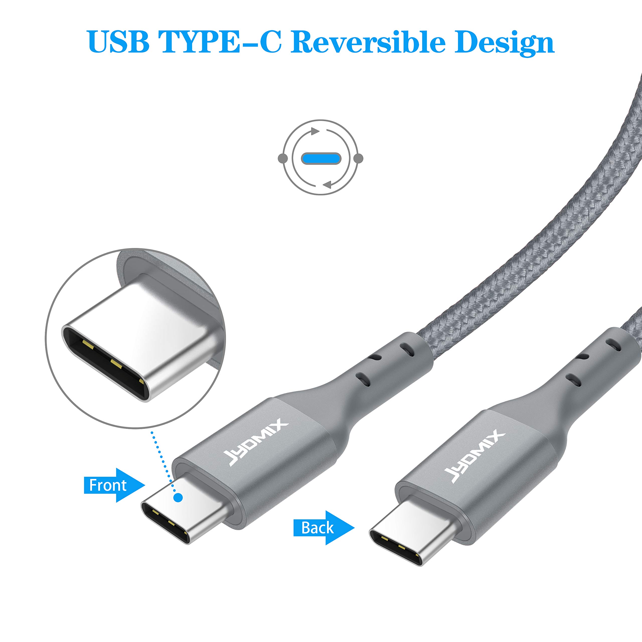 USB Type C to USB C Cable 2.0 (6ft) 20V/3A 2 Pack Fast Charger Cord (Silver, 6ft) 8