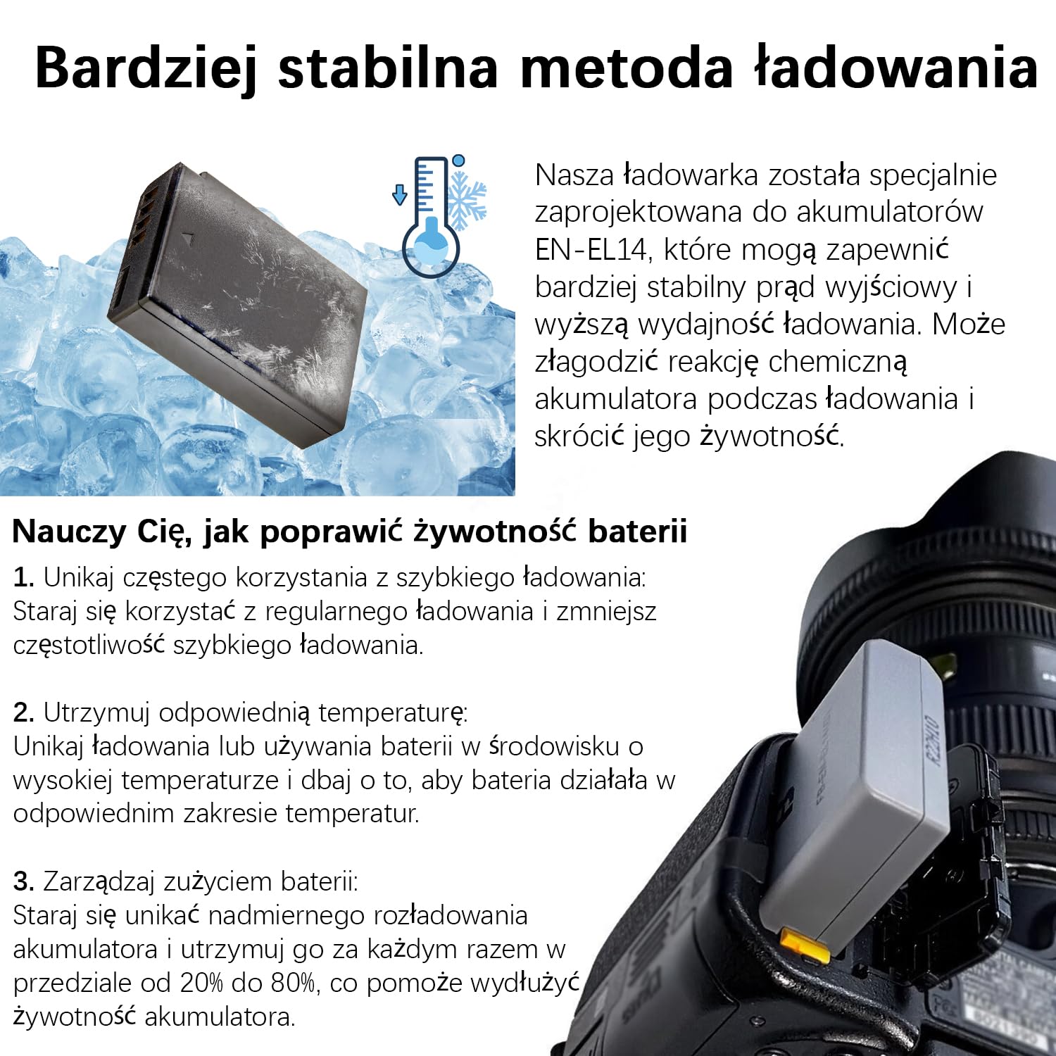 Ładowarka MH-24 EN-EL14 Kompatybilna z Nikon D5600 D5500 | D5300 D5200 D5100 D3300 D3200 D3100 Df P7100 P7000