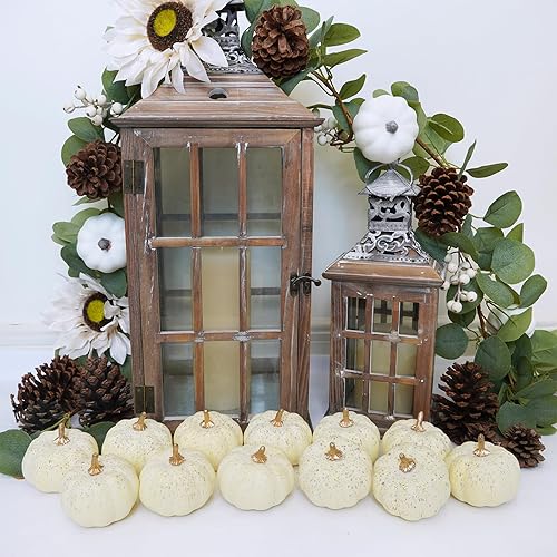 Miniatura 9 de Winlyn 12 calabazas artificiales pequeñas, calabazas decorativas de espuma, para cosecha de otoño, boda, baby shower, Acción de Gracias, Halloween,