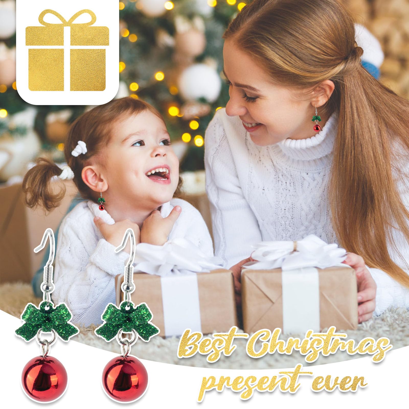 GWAWG Pendientes Navideños, Pendientes Colgantes, Pendientes Navidad Mujer, Joyas de Regalo para Ella
