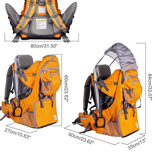 Miniatura 2 de Mochila portadora para bebé, mochila de senderismo segura para niños pequeños con cubierta de lluvia, sombra para niños, gran espacio de
