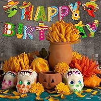 Vista 7 de Whaline 2 pancartas mexicanas de feliz cumpleaños, guirnalda de papel de taco de cinco de mayo, premontada para carnaval mexicano, cumpleaños
