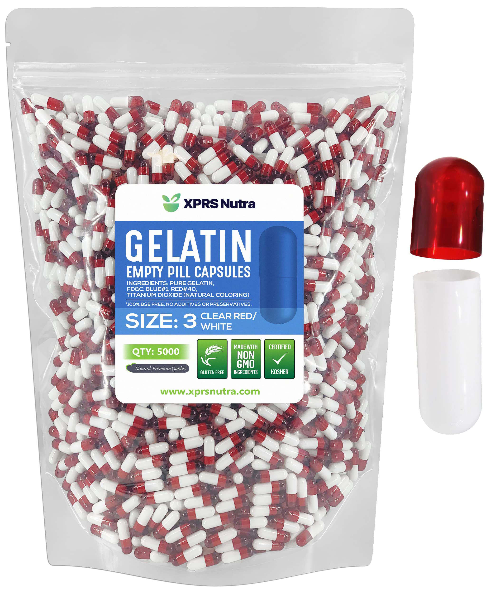 XPRS Nutra Size 3 Empty Capsules - 1000 Count Empty Gelatin Capsules - Pills DIY Capsule Filling - Clear Pure Bovine Pill Gel Cap Fillable for Do-It-Yourself Vitamins and Supplements — Amazon image 6