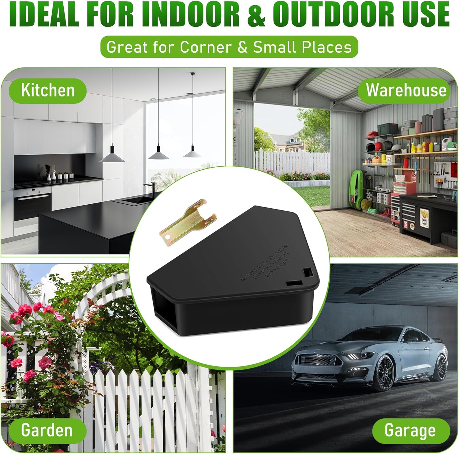 36 Pack Mice Bait Stations with Keys, Mouse Stations, Weather‑Resistant Mouse Station Box for Indoor Outdoor Keep Rat Mice Away Pets Safe, Dual Entry Tunnel, Black