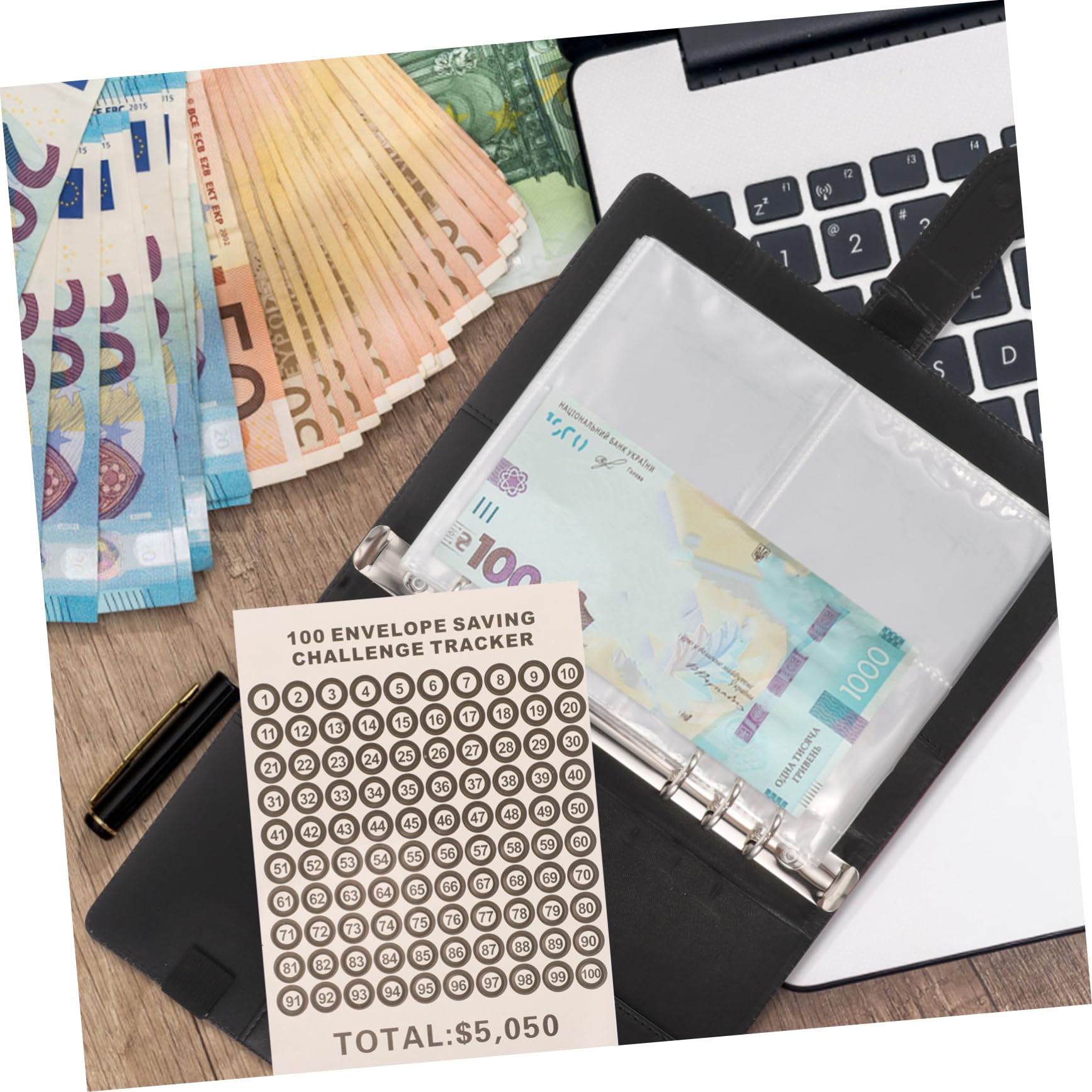 Artibetter Quaderno Challenge Risparmio Denaro per Coppie, Raccoglitore con Buste Trasparenti, Design Elegante, 4 Set per Organizzare Budget