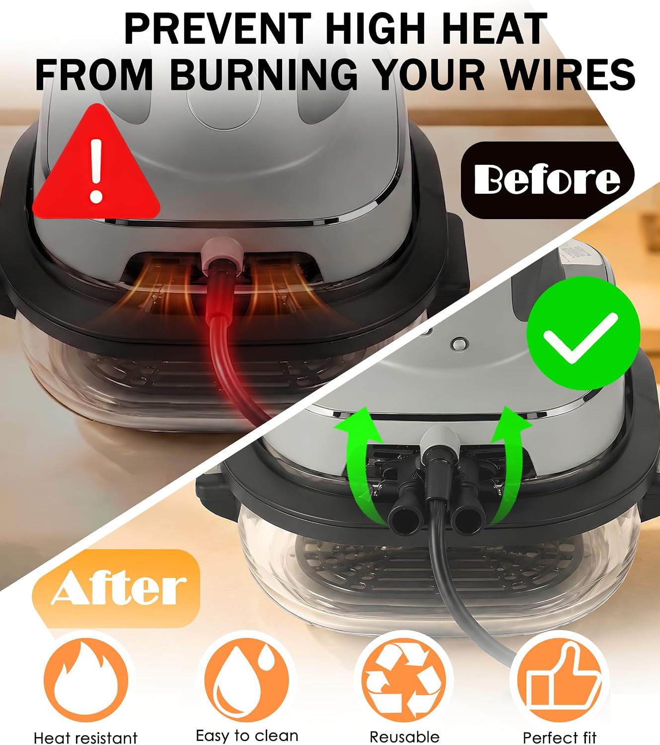 Silicone Steam Diverter for Ninja Crispi Glass Air Fryer FN101 Series, Rotatable Heat Deflector Air Fryer Accessory, Helps Redirect Hot Air Away from Power Cord (Black)
