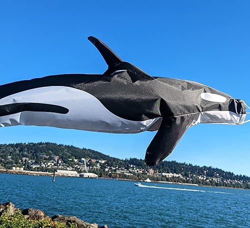 Miniatura 2 de Madrona Brands Manguito de viento de pez ballena orca | Decoración duradera para colgar al aire libre | Patio, jardín, barco, cubierta | 40 pulgadas