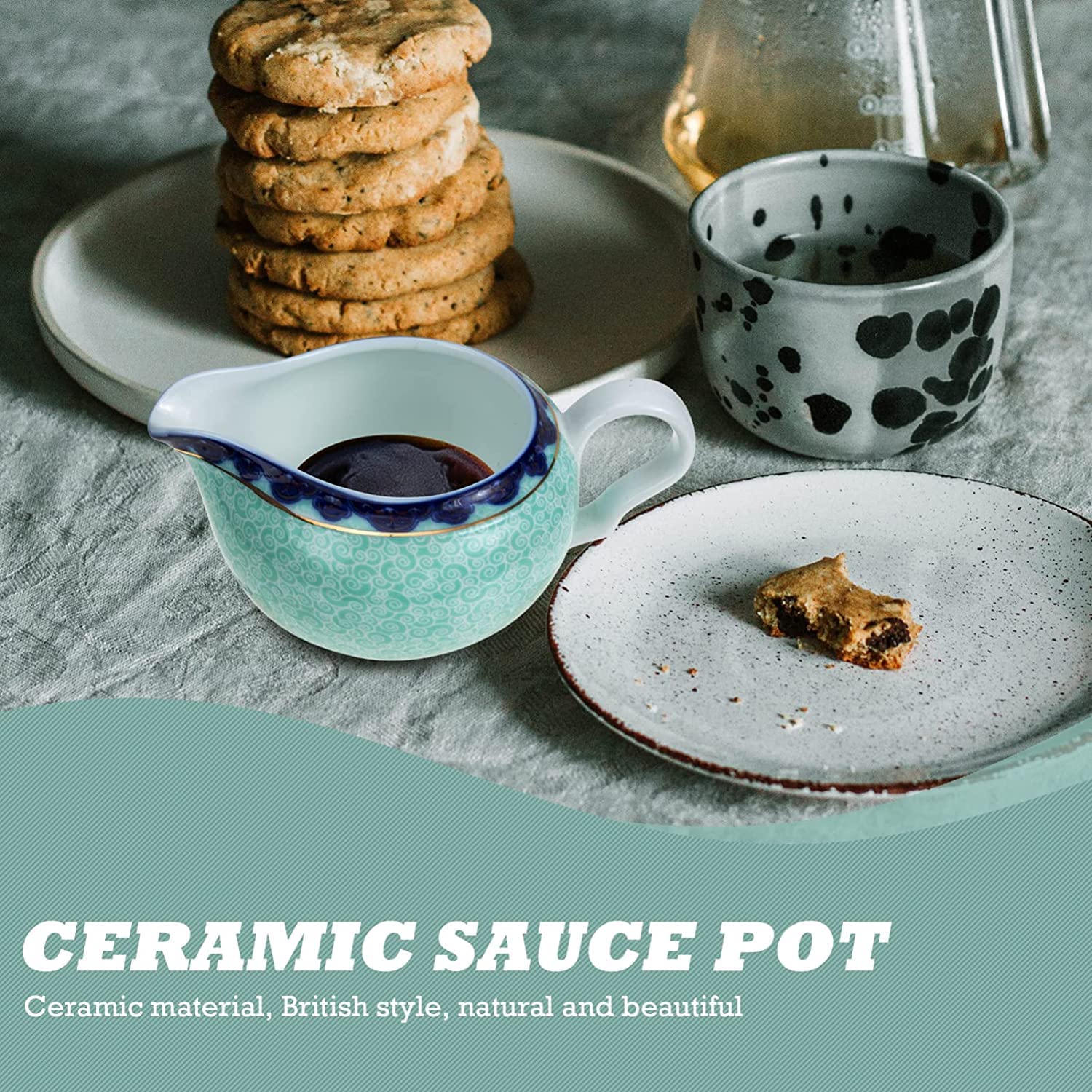 MRKU Pot à Lait, saucière, Verre à Eau, pichet, crémier, Distributeur de café, sucrier, Bol à Sauce en céramique, pichet à mousser