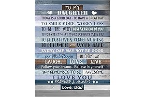 To My Daughter Love Wall Art Print, Motivation, Home or Dining Room...