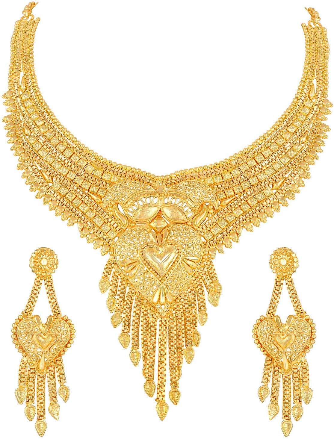 ASMITTA Traditional One Gram High Gold Plated Choker Jwelry/Jewellery Necklace Set for Women