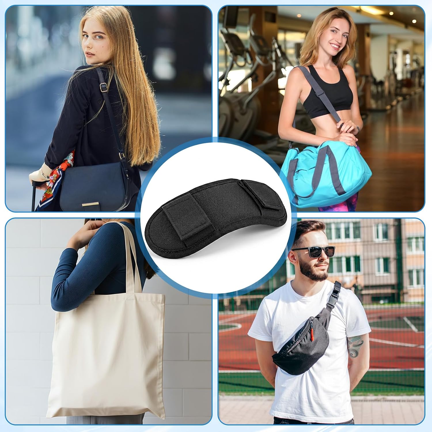Soft Shoulder Strap Pad Breathable Removable Black Backpack Strap Cushion for Luggage Duffle Bag Tote Bag Messenger Guitar Straps Travel