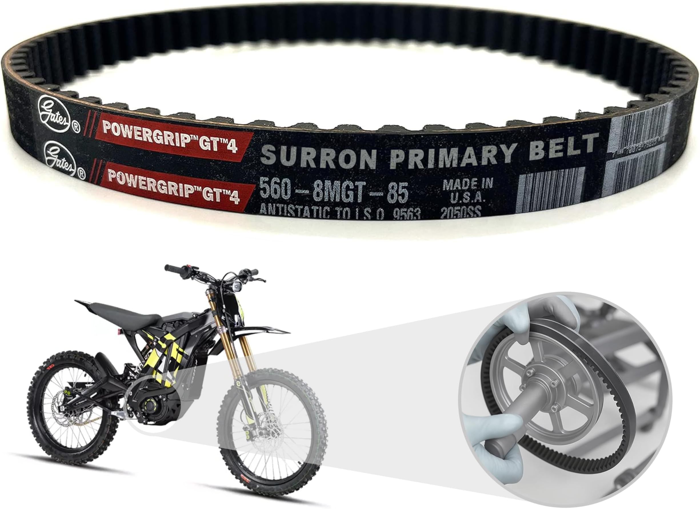 Surron Drive Belt - Gates GT4 Power Grip Primary Belt - Replacement for Sur Ron Light Bee/Segway X260 X160 / Talaria XXX