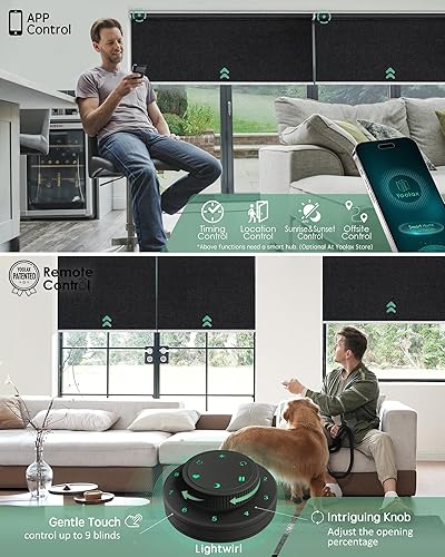 Miniatura 64 de Yoolax Persianas motorizadas con control remoto, persianas inteligentes opacas para ventanas, persianas enrollables motorizadas, persianas Tela