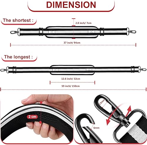 Miniatura 2 de ZINZ Correa de hombro 59 pulgadas Correa universal para bolsa, Stripe-bwb