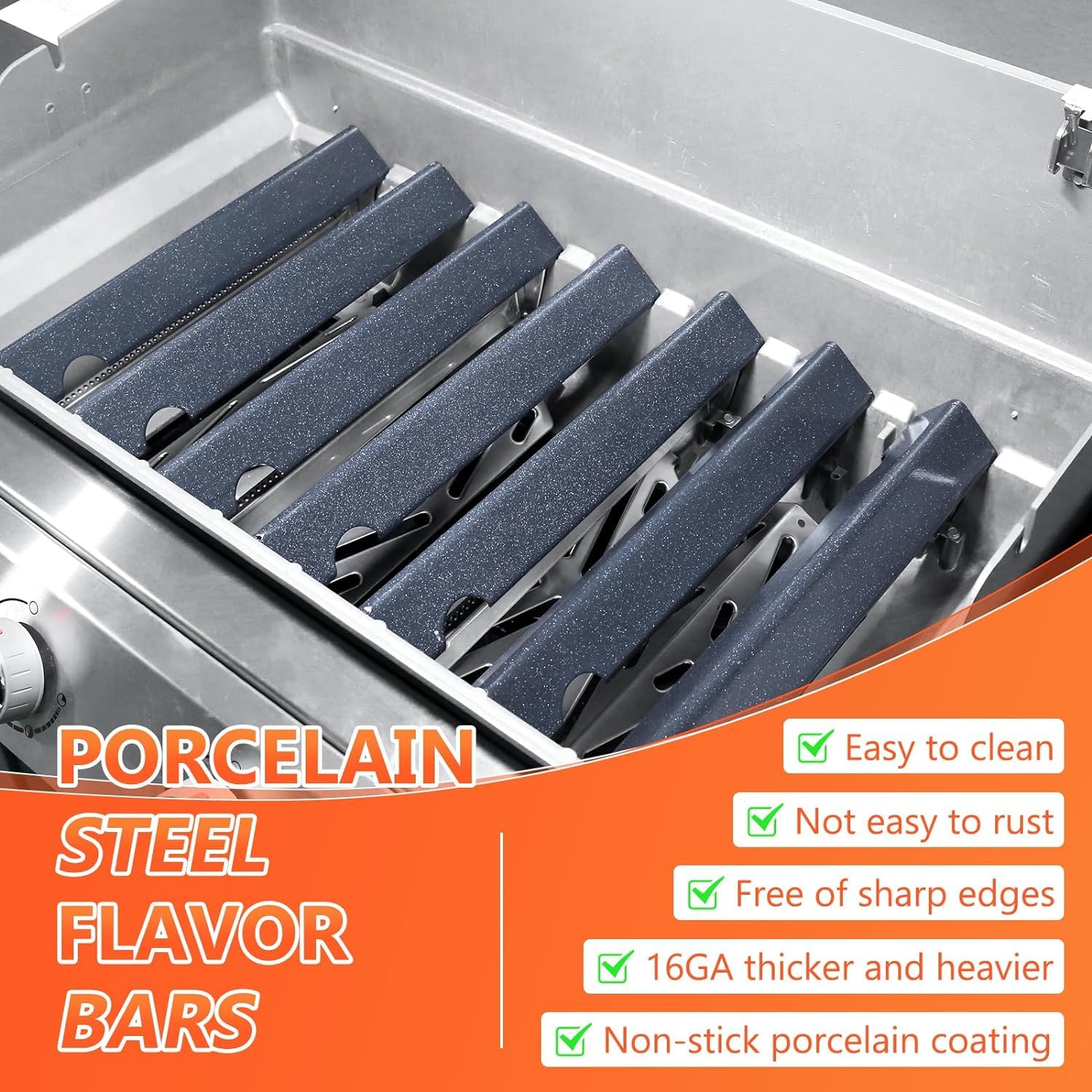 GFTIME Lot de 7 barres aromatisantes de 43,5 cm pour Weber Genesis II/LX 400, Genesis II E410, E435, S435 (modèles à partir de 2017) pour barbecues à gaz Weber 66033/66796