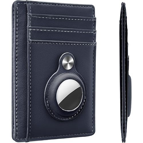 Hawanik Slim Minimalist Front Pocket Air Tag Wallet, RFID Blocking Card Holder Wallet with Airtag Holder