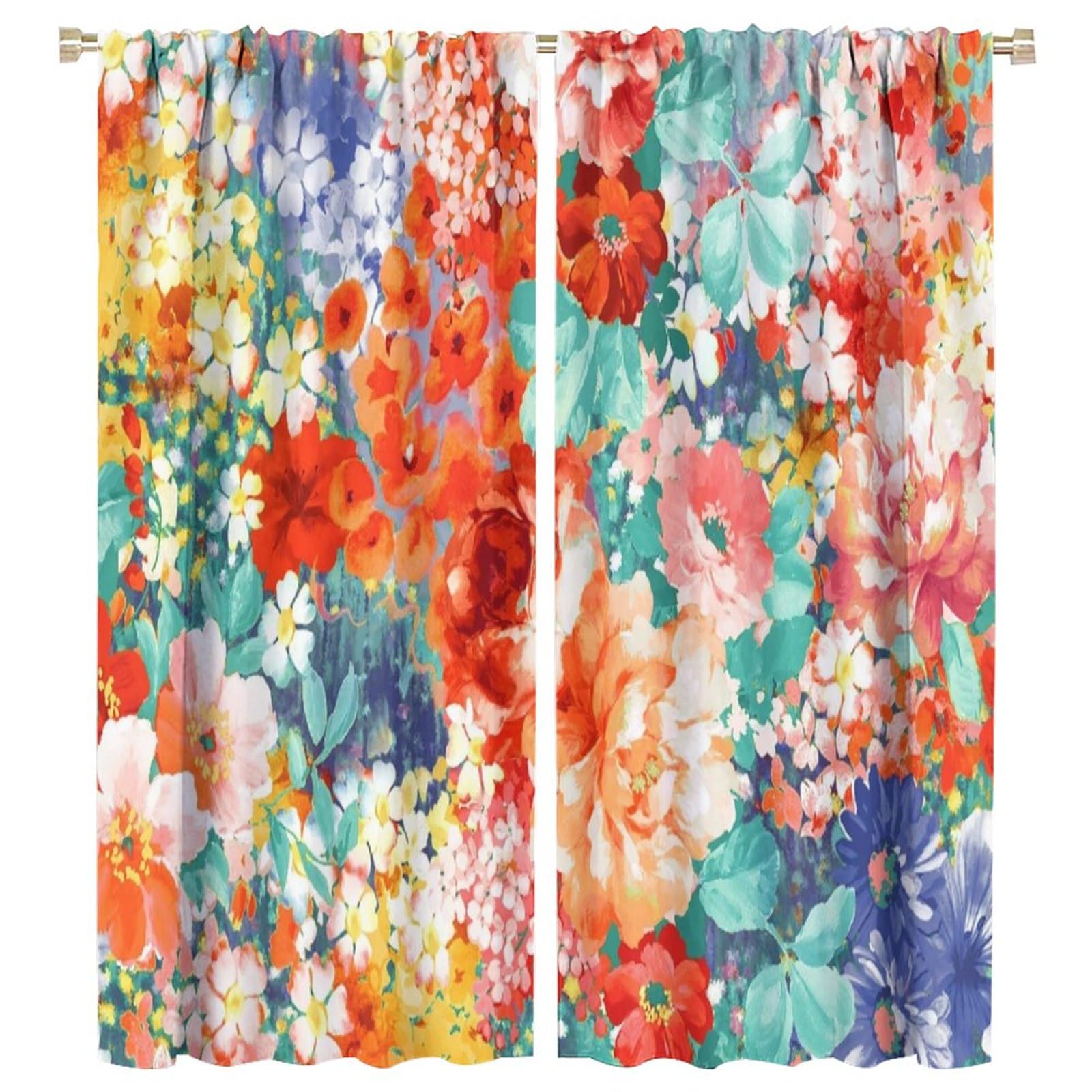 BenYaSong Paisley Flower Blackout Window Curtains, Thermal Insulated Room Darkening Curtains for Kitchen Bedroom Children Living Room Window Curtain Drapes 2 Panels 55x63in