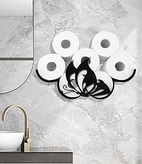 Butterfly Metal Wall Toilet Paper Storage,Black Toilet Tissue Holder,Animal Decorative Metal Paper Holders,Cute Toilet Paper Storage for Bathrooms,Wall Toilet Paper Organizer Hold