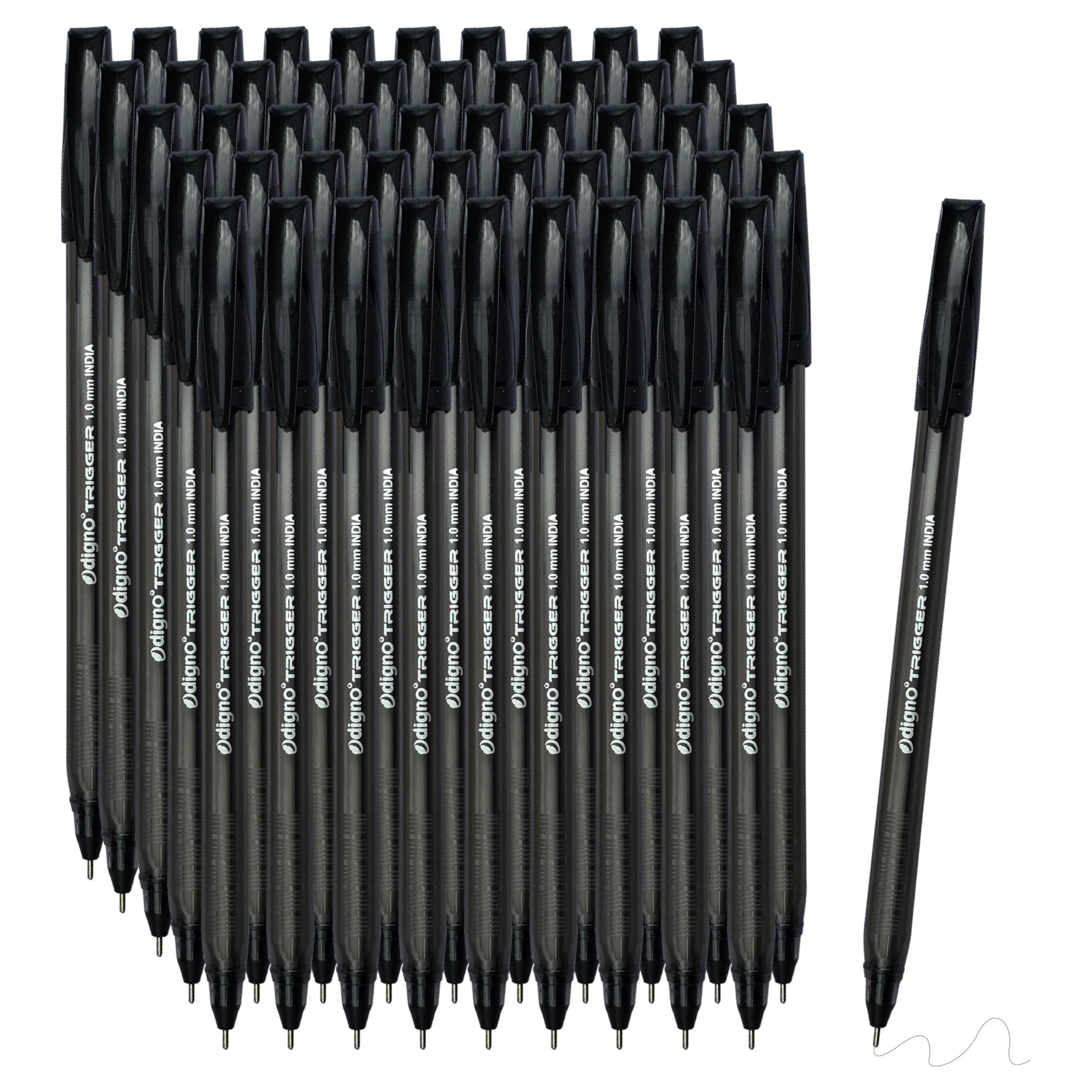 DIGNO TriPRO Ballpoint Pens, BLACK, 1.0mm Medium Point, Pack of 100, Trio Grip, Multipack, Bulk Pack, Home Business School Office Hospital Professional Use